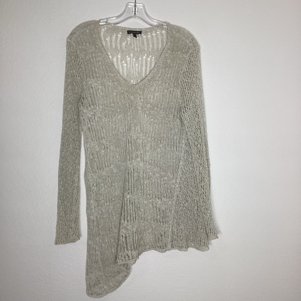 Eileen Fisher Crochet V Neck Tunic Med